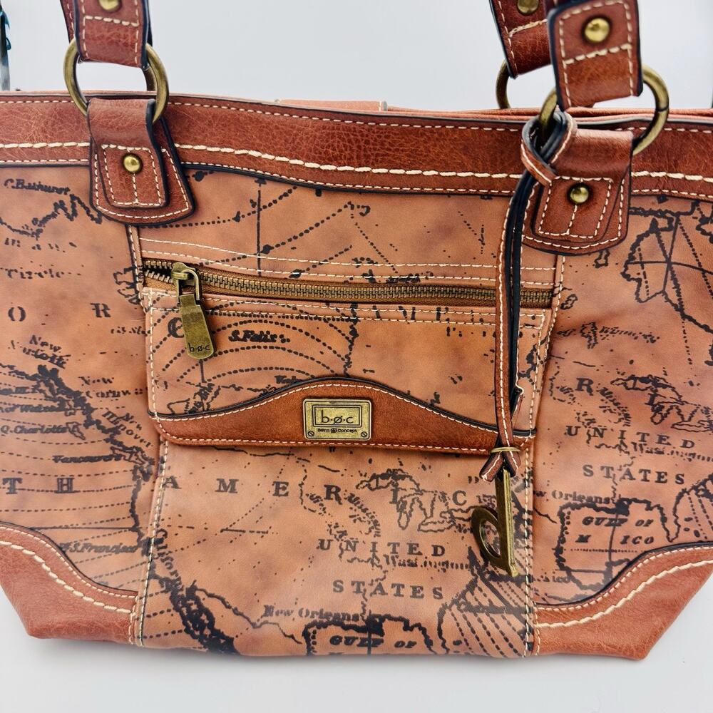 B.O.C Born Concepts World Map Faux Leather Purse Shoulder Handbag Travel